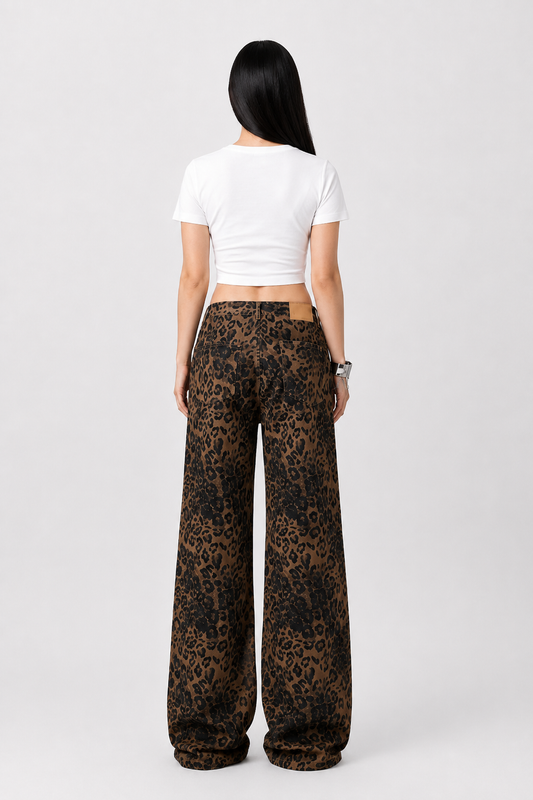 Loose Vintage Leopard Print Jeans FangCloset™