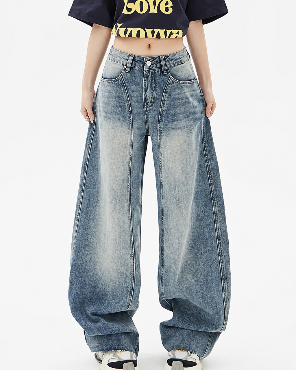Vintage Washed Oversized Denim Jeans FangCloset™