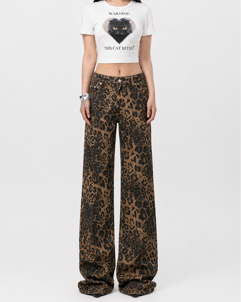 Loose Vintage Leopard Print Jeans FangCloset™
