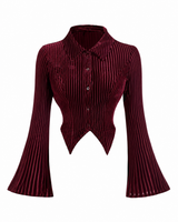 Long Sleeve Velvet Flared Shirt fangcloset™