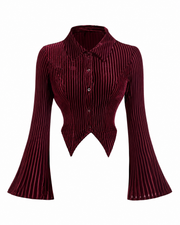 Long Sleeve Velvet Flared Shirt fangcloset™