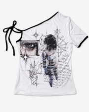 Off-Shoulder Short-Sleeve Glitch FangCloset™