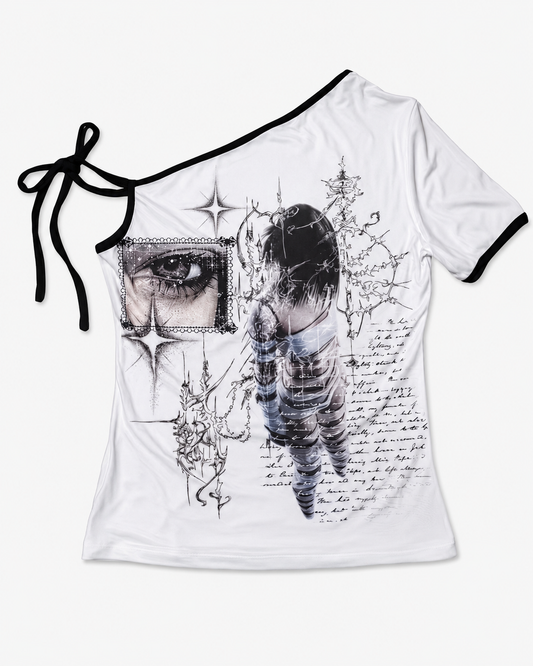 Off-Shoulder Short-Sleeve Glitch FangCloset™