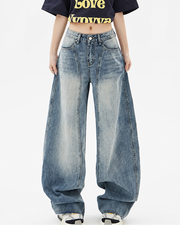 Vintage Washed Oversized Denim Jeans FangCloset™