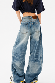 Vintage Washed Oversized Denim Jeans FangCloset™