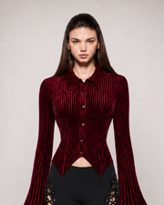 Long Sleeve Velvet Flared Shirt fangcloset™