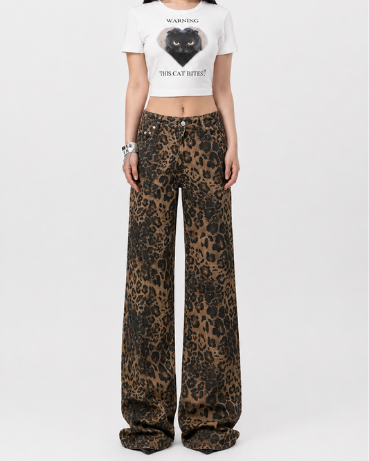 Loose Vintage Leopard Print Jeans FangCloset™