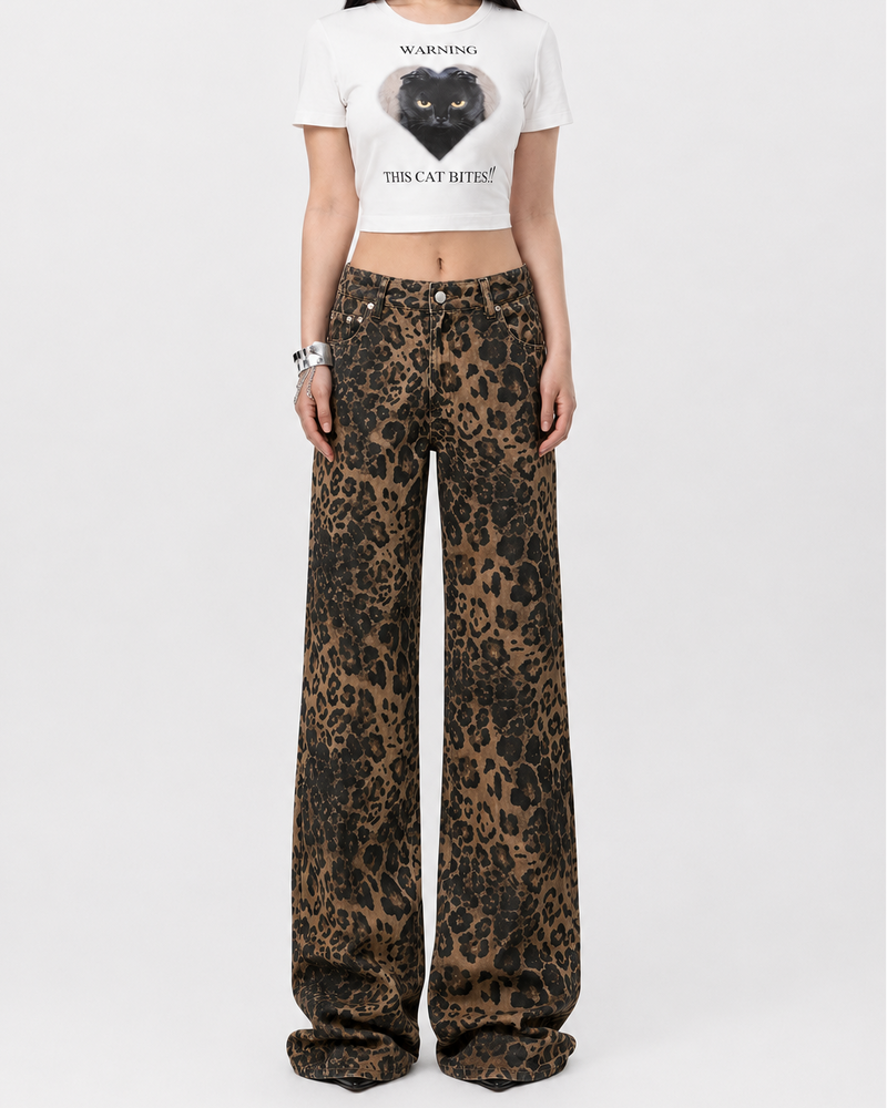 Loose Vintage Leopard Print Jeans FangCloset™